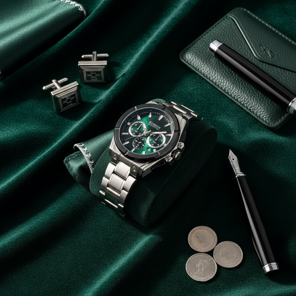 Curren Green Chronograph | שעון קורן ירוק כרונוגרף |