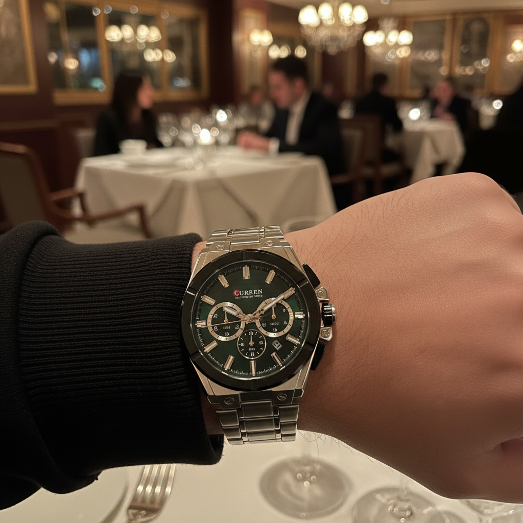 Curren Green Chronograph | שעון קורן ירוק כרונוגרף |