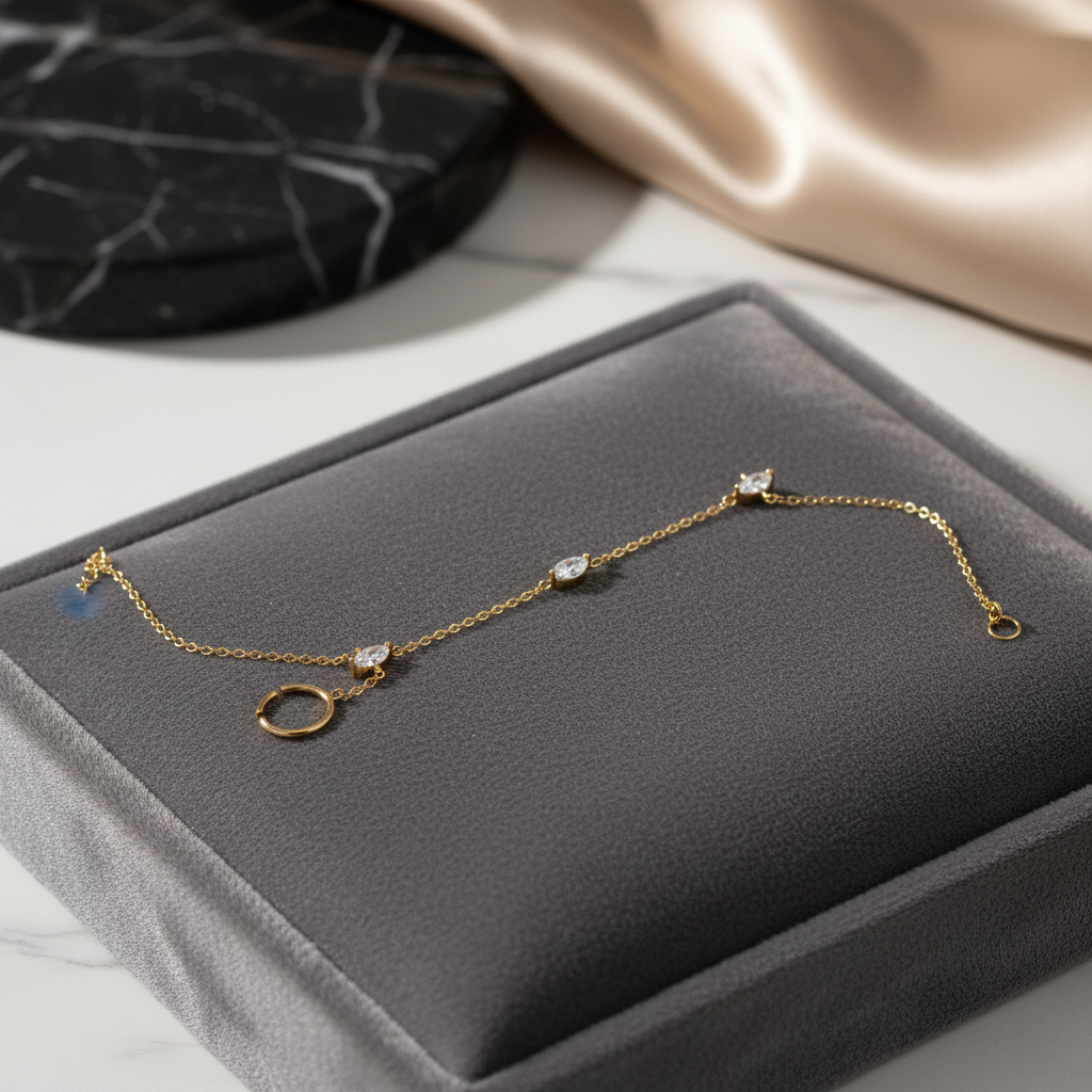 Gold Crystal Hand Chain Bracelet