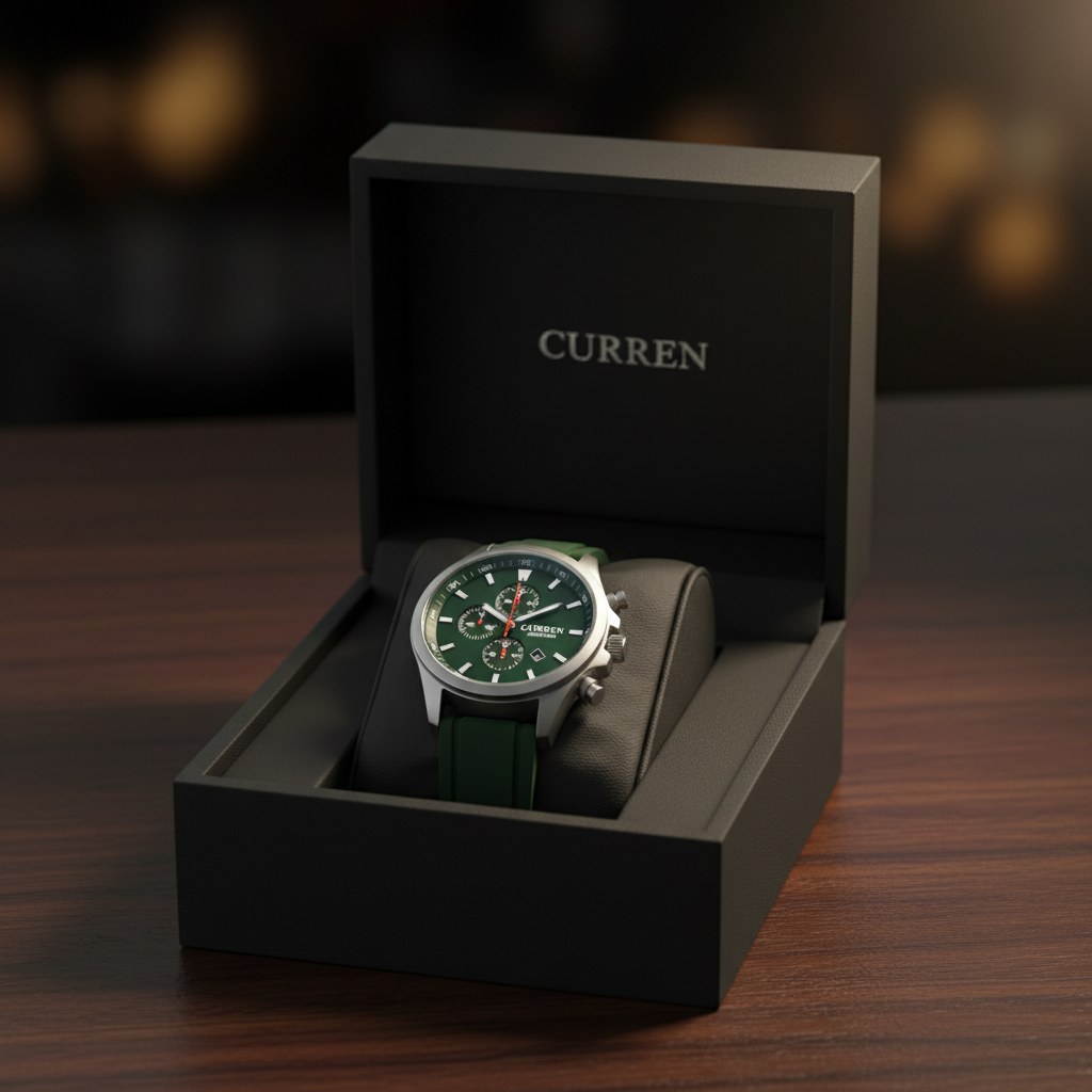 Curren Green Chronograph | שעון קורן ירוק כרונוגרף |