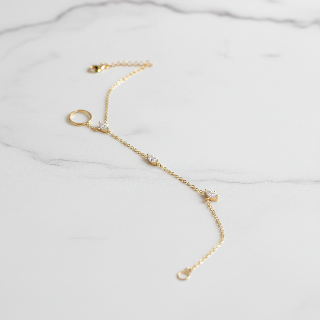 Gold Crystal Hand Chain Bracelet